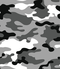 
Gray camouflage texture, winter vector pattern, classic background.