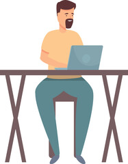 Remote work icon cartoon vector. Online education. Smart social