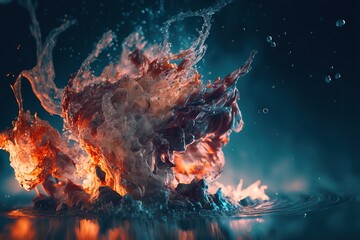 water splashes with fire