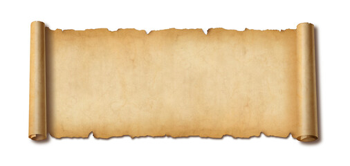 Old paper horizontal banner. Parchment scroll isolated on white with shadow - 553276142