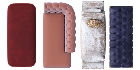 ottoman pouf isolated on white background, interior furniture, 3D illustration, cg render