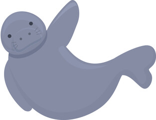 Aquatic dugong icon cartoon vector. Sea animal. Cute mammal