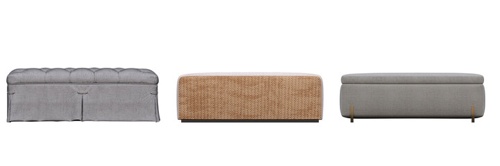 ottoman pouf isolate on a transparent background, interior furniture, 3D illustration, cg render