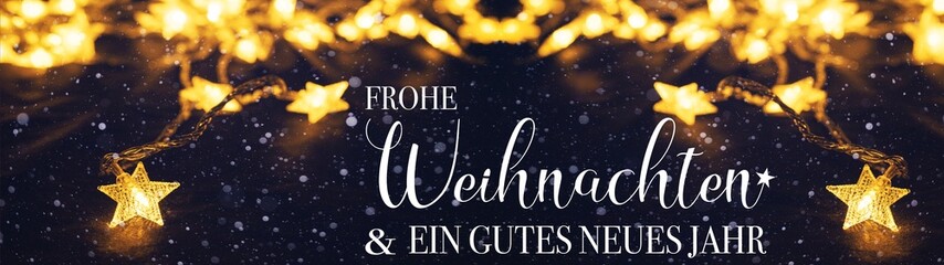 Frohe Weihnachten & gutes neues Jahr Feier Dekoration Hintergrund Banner Panorama - Goldene Stern...