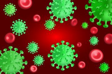Viruses in blood, educational illustration	