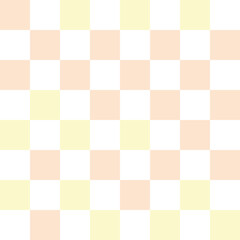 White, yellow, and orange pastel checkerboard pattern background.