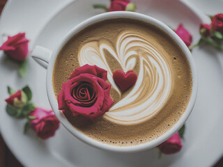cup of coffee with rose