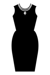 Elegant Sleeveless Black Dress with Necklace