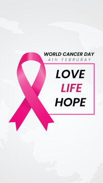 World Cancer Day love & hope ribbon Template