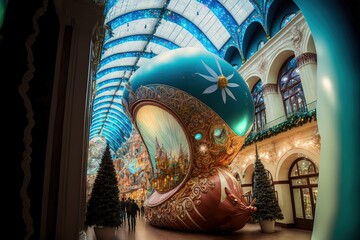 Christmas and New Year Interior of the Mall in Moscow. Christmas fairy tale in Moscow