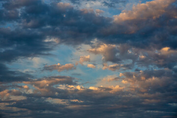 Naklejka na ściany i meble Dramatic cloudscape with blue sky and clouds