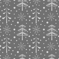 Seamless Christmas background with decorative Christmas trees