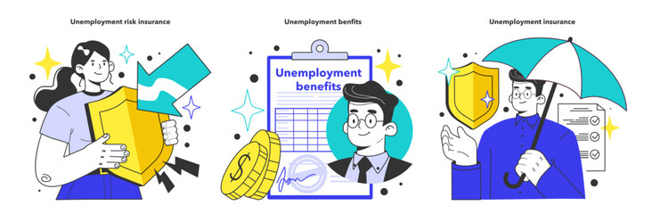 Unemployment risk insurance set. Government financial support.