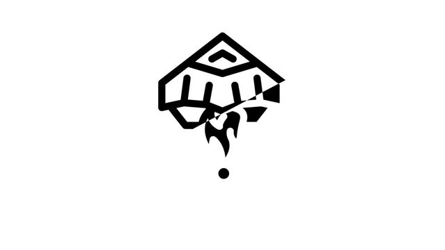rocket form kite line icon animation