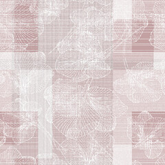 Obraz premium Geometry floral seamless paint abstract nordic style collage modern hand draw stains textures neutral colors digital print pattern design 