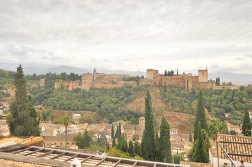 Fototapeta na wymiar View of the Alhambra castle in Granada, Spain