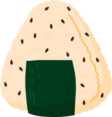 Onigiri. Japanese fast food made of rice with stuffing, molded in the form of a triangle in nori seaweed