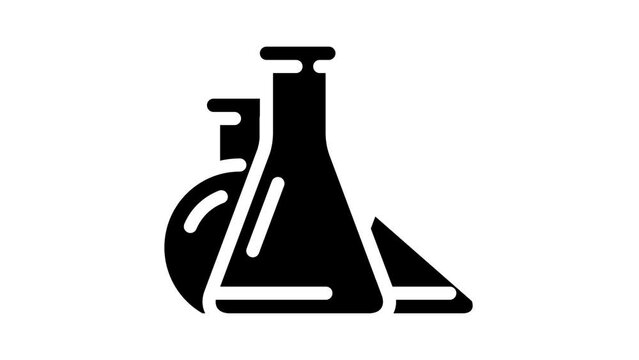 flasks lab tools glyph icon animation
