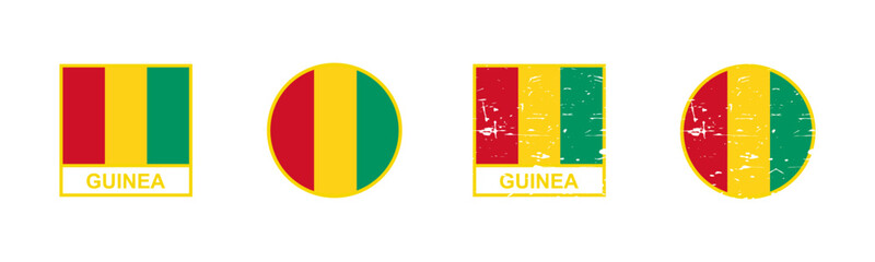 Fototapeta premium Set of flag of Guinea in square and round shape isolated on white background. vector illustration