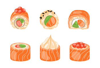 Sushi roll, Japanese food,  vector illustration. 