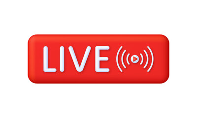 3D Live streaming icon. Broadcasting, livestream or online stream. Social media concept.