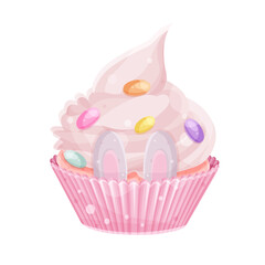 cute easter cupcake, bunny ears, easter eggs, holiday cupcake