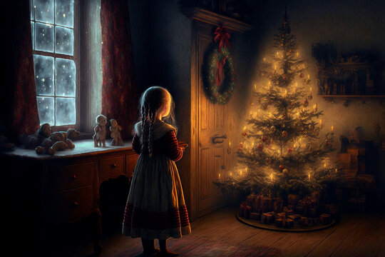 child in the room on christmas night