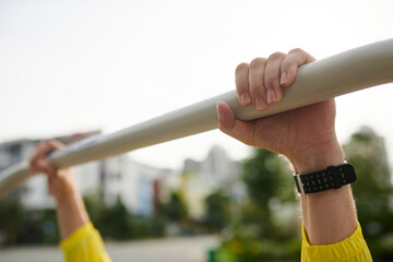Sportsman Doing Chin-ups
