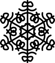 Snow flake illustration. Christmas ornament, decorative design. PNG with transparent background.