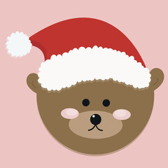 cute christmas bear in a hat, merry christmas