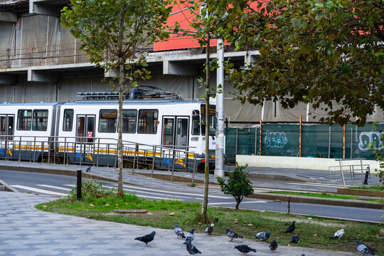 STB tram or tramvai in Bucharest, Romania, 2022