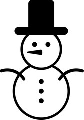 Snowman, vector icon. Snowman in a black hat on a white background.
