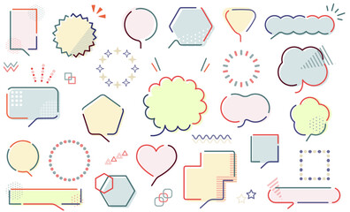 吹き出しセット　（フレーム　セット　カラフル　ポップ 　メンフィス　ふきだし）	
