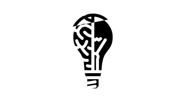 idea light bulb line icon animation