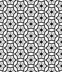 Black and white seamless pattern texture. Greyscale ornamental graphic design. Mosaic ornaments. Pattern template. Vector illustration. EPS10.