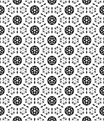 Black and white seamless pattern texture. Greyscale ornamental graphic design. Mosaic ornaments. Pattern template. Vector illustration. EPS10.