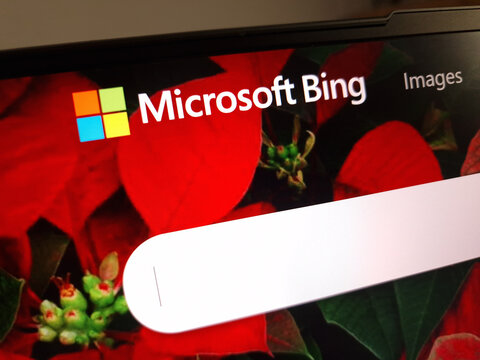 KONSKIE, POLAND - December 12, 2022: Microsoft Bing website displayed on computer screen