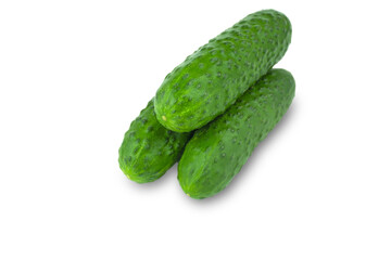 Green fresh cucumbers isolated on a transparent  background. clipping path