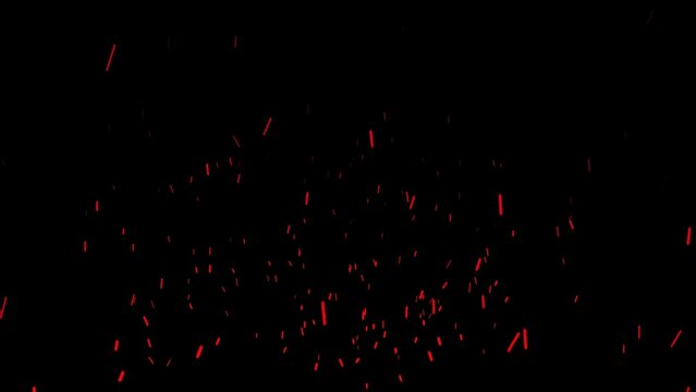 Fiery sparks of a fire rise up on a black background. An overlay effect in your project. 3d render.