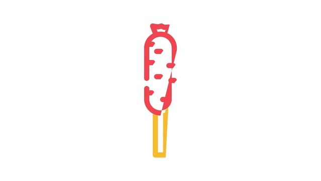 fried sausage meat color icon animation