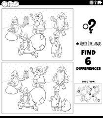 differences task with Santa Clauses coloring page