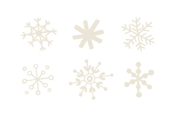 set of snowflakes. hand drawn vector illustration in flat style.