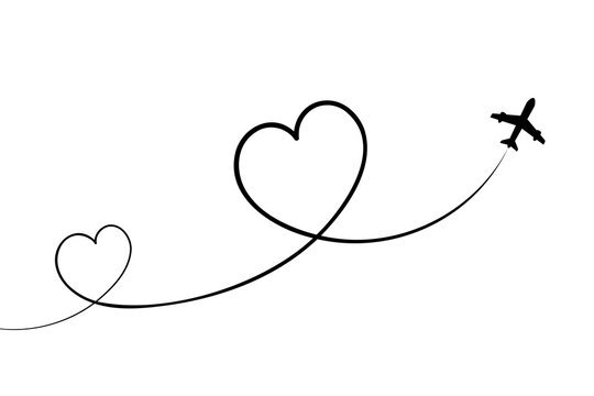 The plane draws a loop in the shape of a heart, leaving a smoky trail.