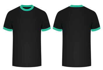 Black t shirt with blue strips. vector illustration