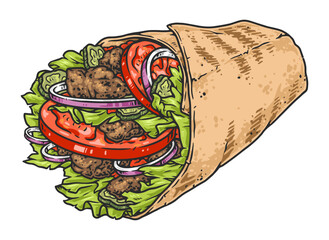 Burrito snack sticker colorful detailed - obrazy, fototapety, plakaty