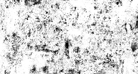 Monochrome texture composed of irregular graphic elements. Distressed uneven grunge background. Abstract vector illustration. Overlay for interesting effect and depth. Isolated on white background.