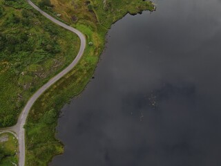 Road meets lake