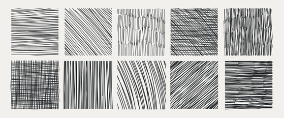 Pencil shaded squares. Pen stroke scribble, hand drawn scrawl sketch texture and line sketched background vector set of pencil stroke square scribble illustration. 10 EPS. © Cali6ro