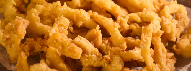 close up of fried Crispy Calamari. Squid Rings