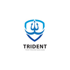 Trident Neptune God Poseidon Triton King Shiva Spear Label logo design